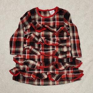 Hanna Andersson Toddler Girl's Red and Black Plaid Ruffle Dress Size 80 2T
